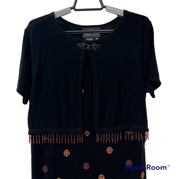 Carole Little Oriental Inspired Round Neck Dress with Mock Short Cardigan Sz 10 - Picture 3 of 11